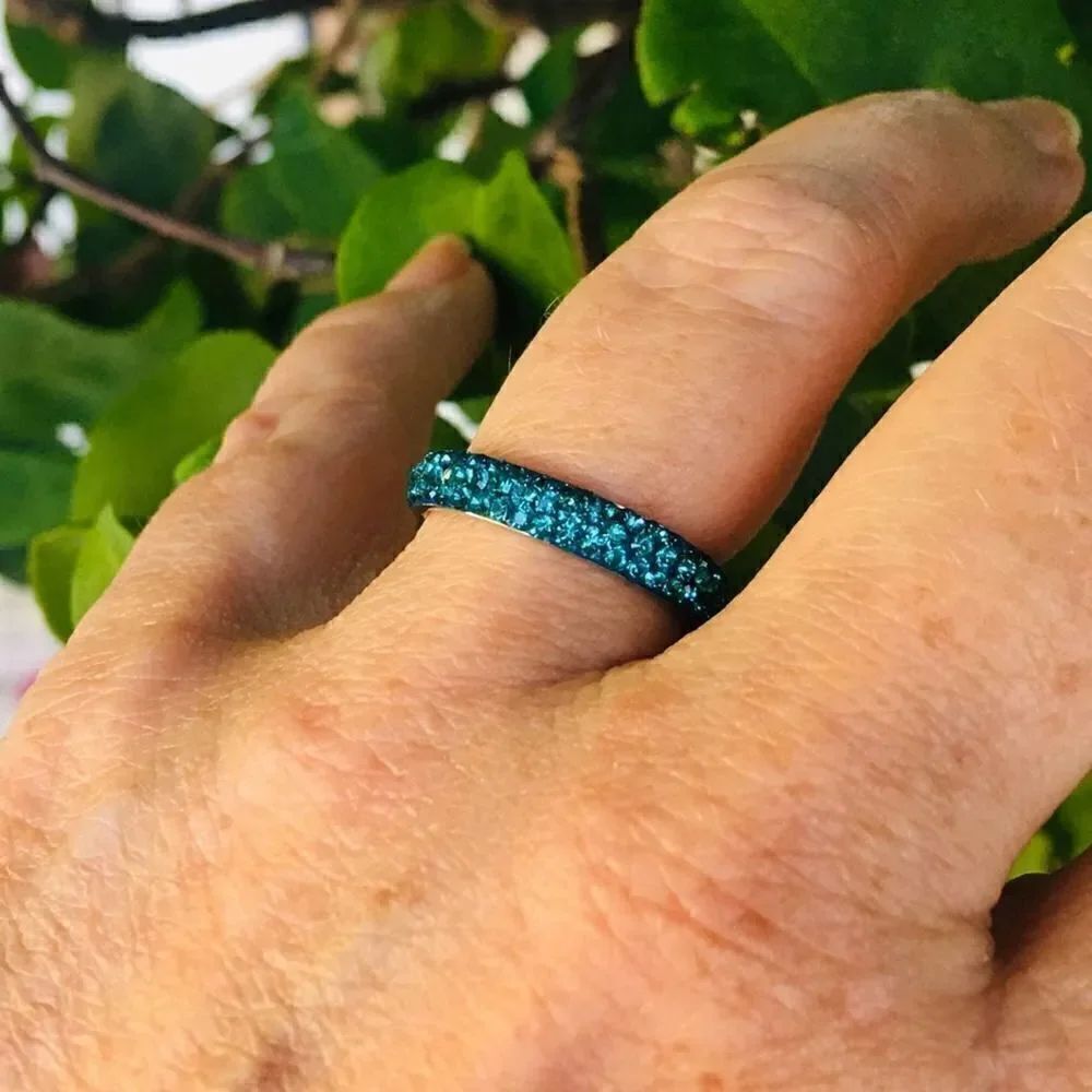 Stainless Steel Top Grade Blue Zircon Crystal Band